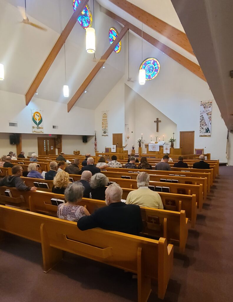 Shepherd of the Hills Lutheran Church Horseshoe Bend Arkansas Congregation in Worshiping in the Sanctuary before Sunday divine service 